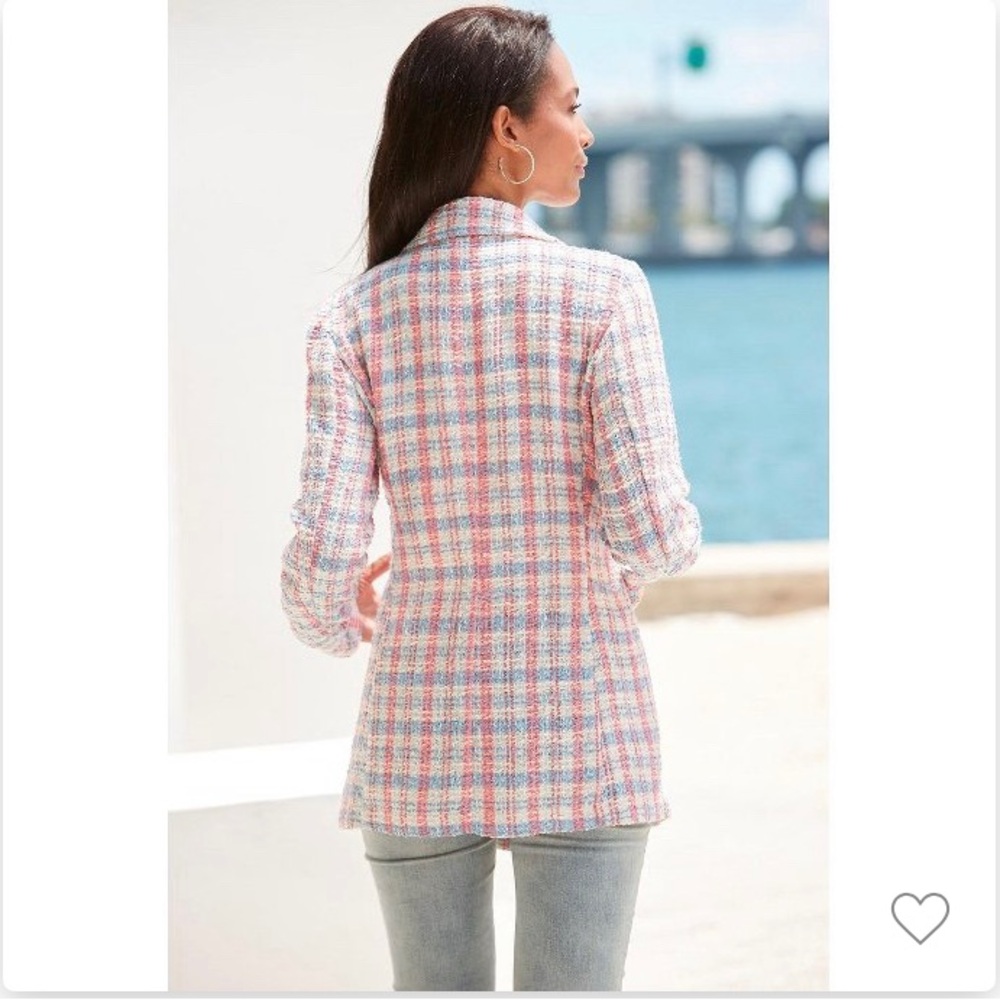 New Lascana Plaid Boucle Tweed Blazer Clueless Preppy Old Money 42/XL - Picture 2 of 16